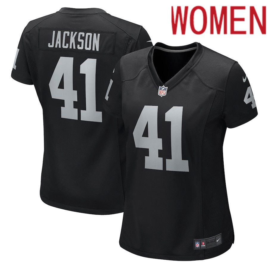 Women Oakland Raiders 41 Robert Jackson Nike Black Game NFL Jersey